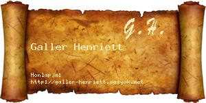 Galler Henriett névjegykártya